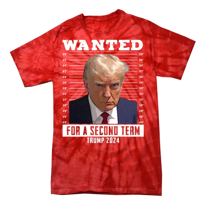 Wanted For A Second Term Trump 2024 Mugshot Tie-Dye T-Shirt