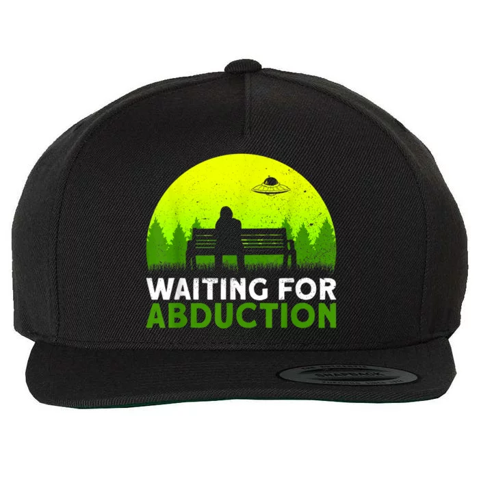 Waiting For Abduction Ufo Alien Conspiracy Wool Snapback Cap