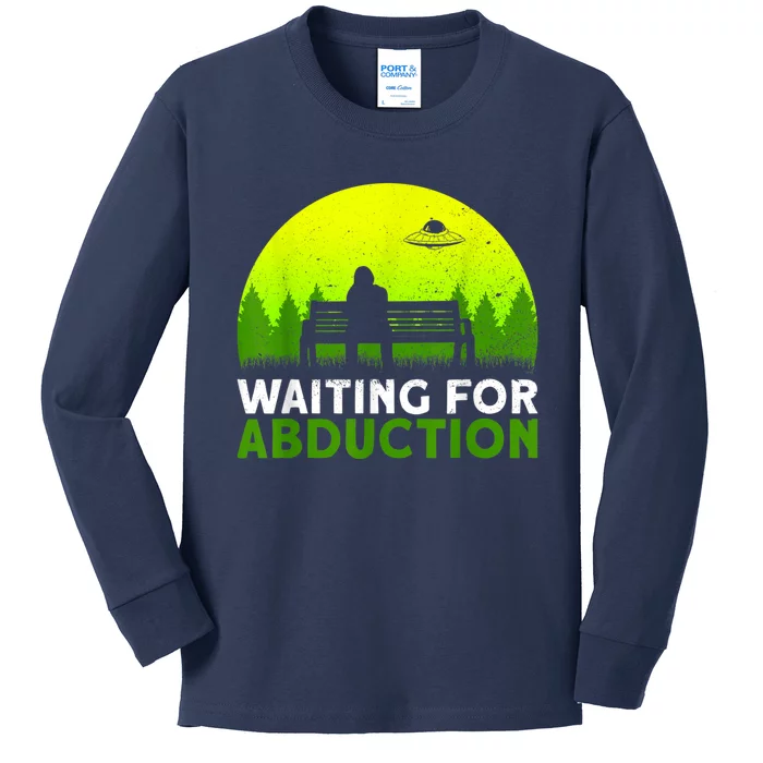 Waiting For Abduction Ufo Alien Conspiracy Kids Long Sleeve Shirt