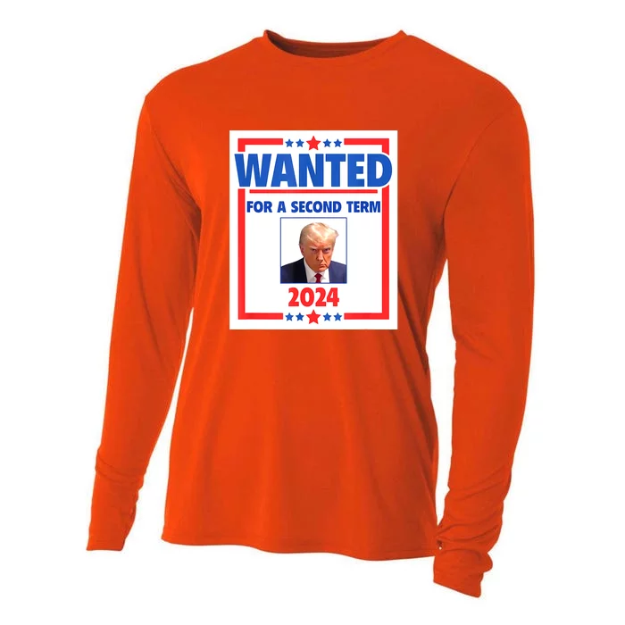 Wanted For A Second Term 2024 Trumps Mugshot President Gift Cooling Performance Long Sleeve Crew