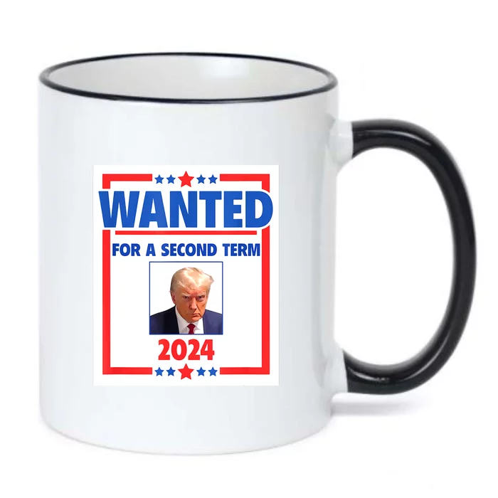 Wanted For A Second Term 2024 Trumps Mugshot President Gift Black Color Changing Mug