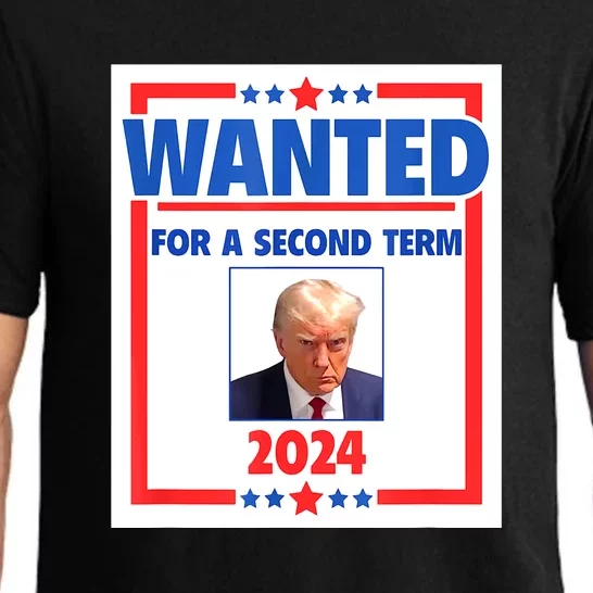 Wanted For A Second Term 2024 Trumps Mugshot President Gift Pajama Set