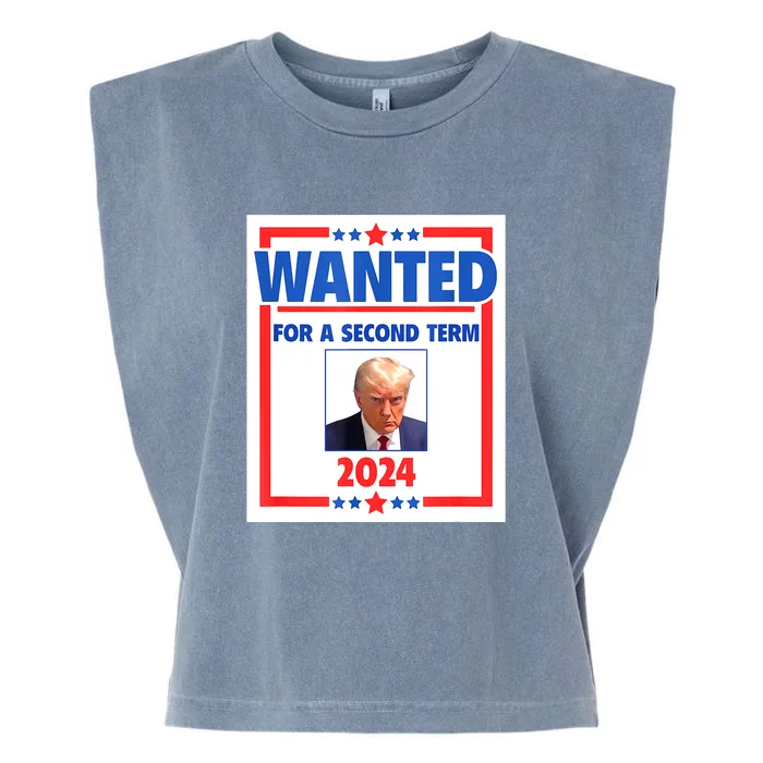 Wanted For A Second Term 2024 Trumps Mugshot President Gift Garment-Dyed Women's Muscle Tee