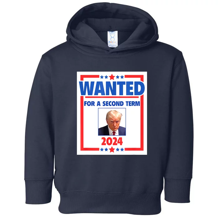 Wanted For A Second Term 2024 Trumps Mugshot President Gift Toddler Hoodie