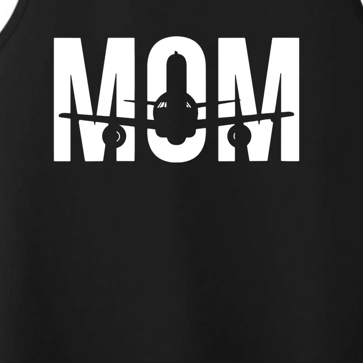 Womens Funny Airplane Pilot Mom Aviation Lover Gift Mom Pilot Performance Tank