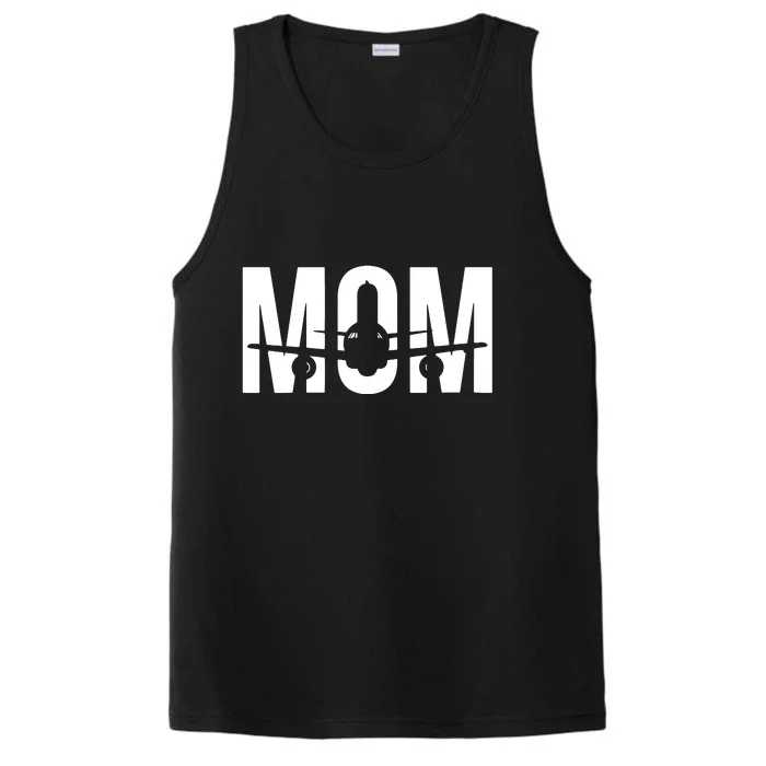 Womens Funny Airplane Pilot Mom Aviation Lover Gift Mom Pilot Performance Tank