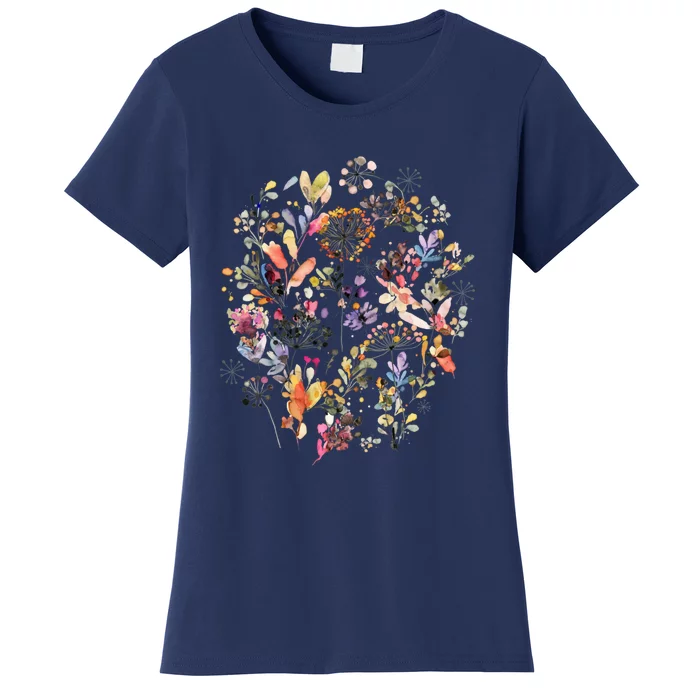 Wild Flowers And Plants Watercolor Wild Nature Botanical Print Women's T-Shirt