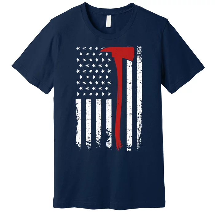 Wildland Firefighter Axe American Flag Thin Red Line Fireman Premium T-Shirt