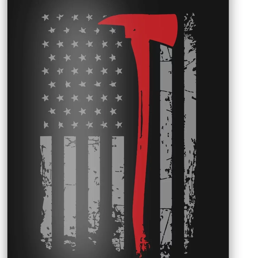 Wildland Firefighter Axe American Flag Thin Red Line Fireman Poster