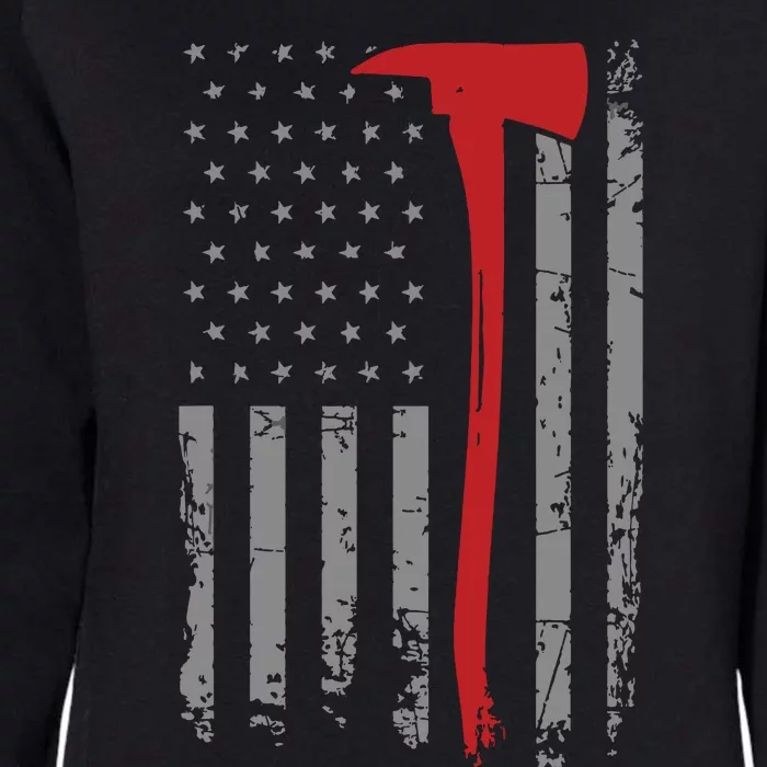 Wildland Firefighter Axe American Flag Thin Red Line Fireman Womens California Wash Sweatshirt