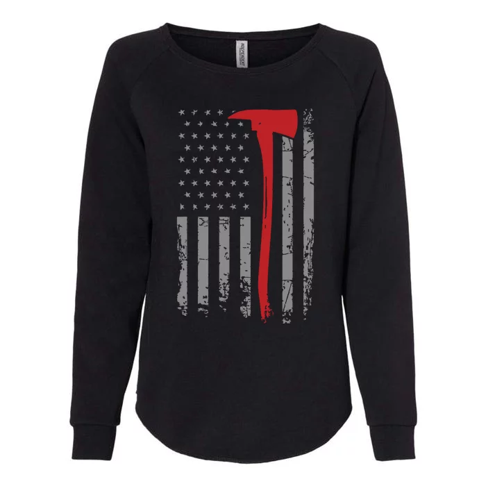 Wildland Firefighter Axe American Flag Thin Red Line Fireman Womens California Wash Sweatshirt