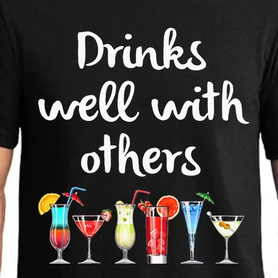 Womens Funny Bartender Drinks Well With Others Gift Pajama Set