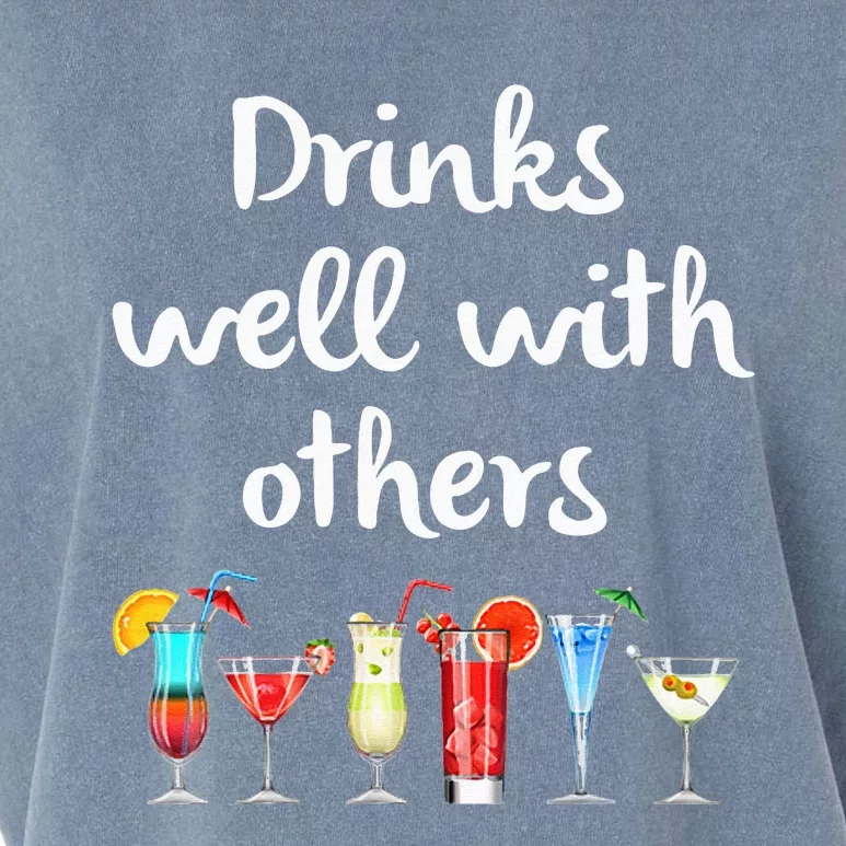 Womens Funny Bartender Drinks Well With Others Gift Garment-Dyed Women's Muscle Tee