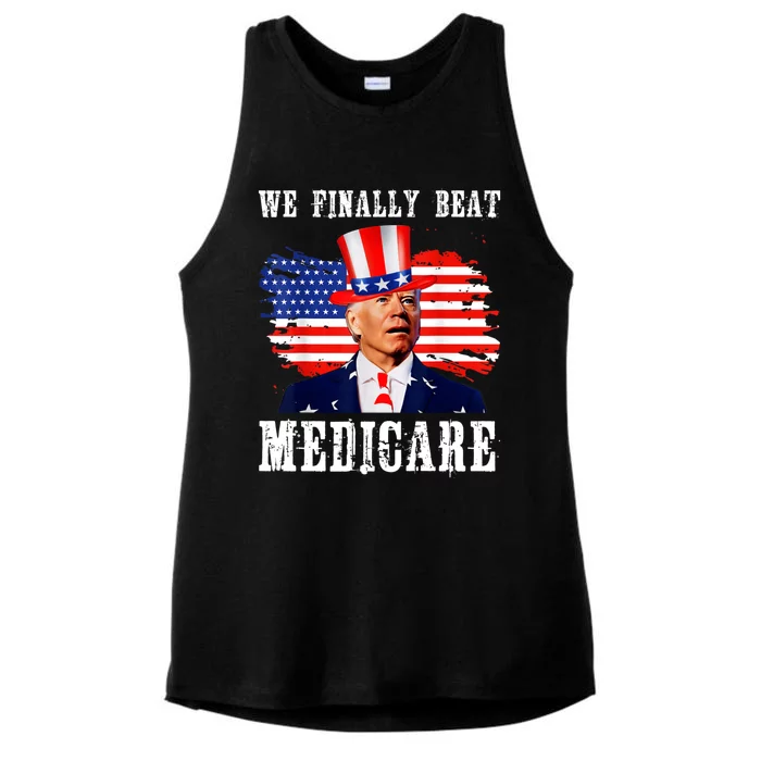 We Finally Beat Medicare Joe Biden Ladies Tri-Blend Wicking Tank