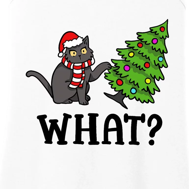 What Funny Black Cat Santa Pushing Christmas Tree Cat Lover Ladies Essential Tank