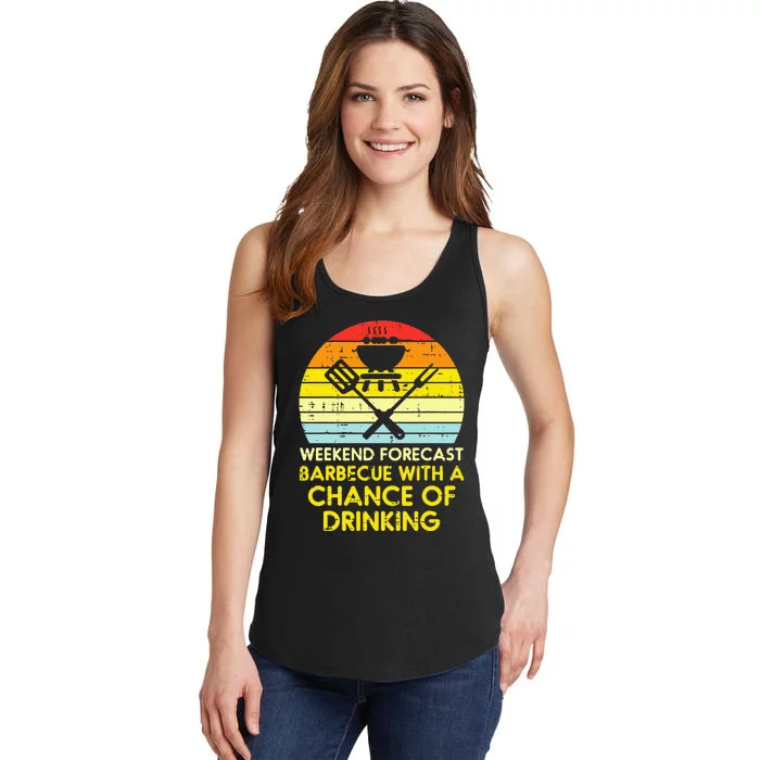 Weekend Forecast Barbecue Funny Bbq Grilling Dad Ladies Essential Tank