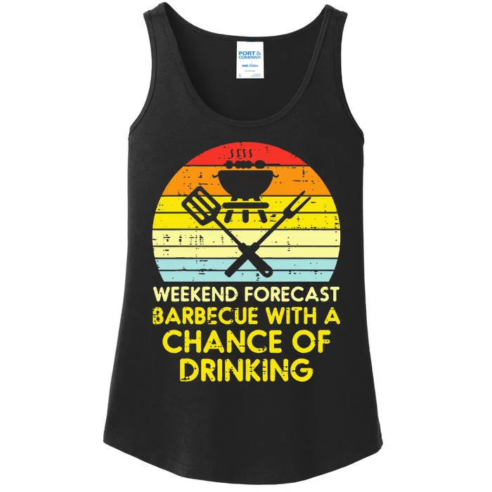 Weekend Forecast Barbecue Funny Bbq Grilling Dad Ladies Essential Tank