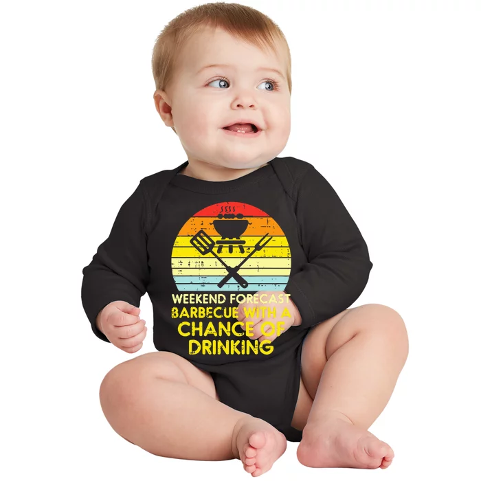 Weekend Forecast Barbecue Funny Bbq Grilling Dad Baby Long Sleeve Bodysuit