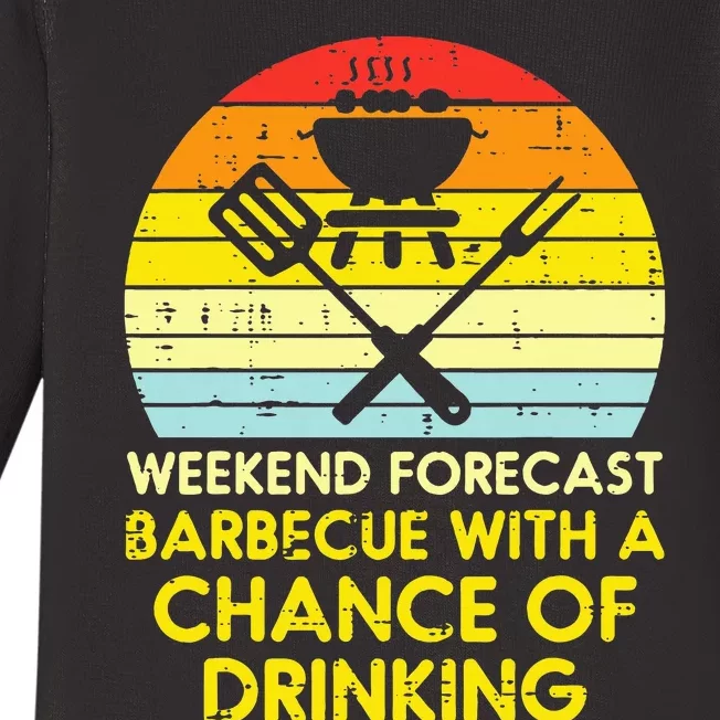 Weekend Forecast Barbecue Funny Bbq Grilling Dad Baby Long Sleeve Bodysuit