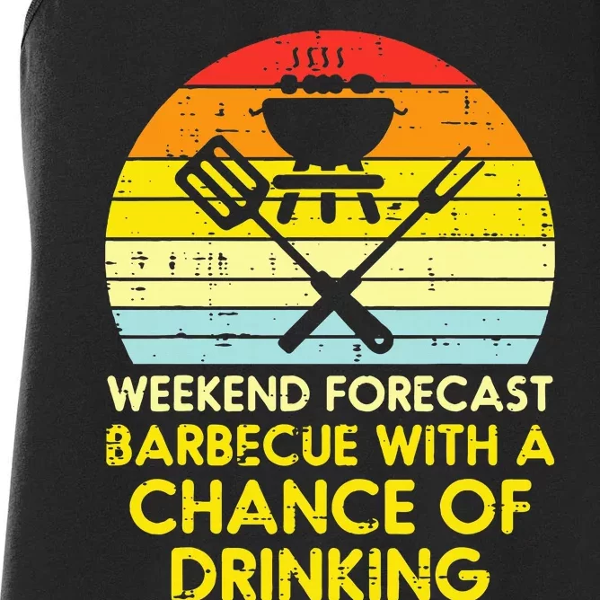 Weekend Forecast Barbecue Funny Bbq Grilling Dad Women's Racerback Tank