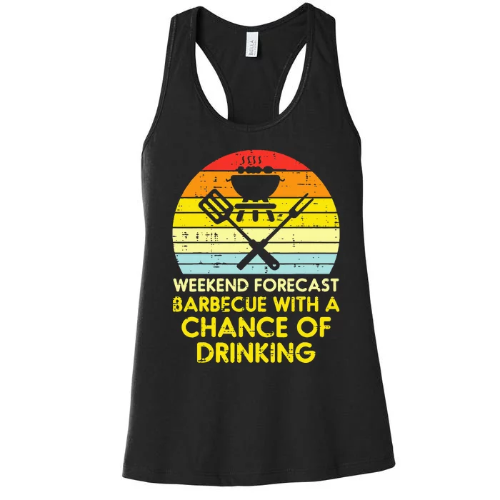 Weekend Forecast Barbecue Funny Bbq Grilling Dad Women's Racerback Tank