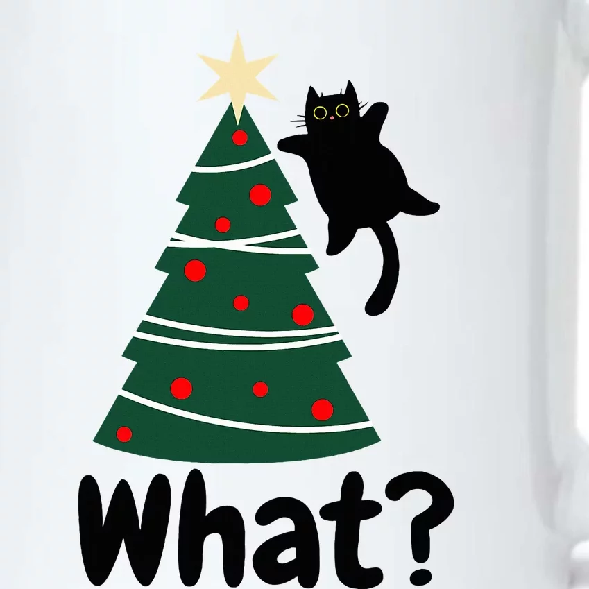 What Funny black cat jumping on the cozy Christmas tree Black Color Changing Mug