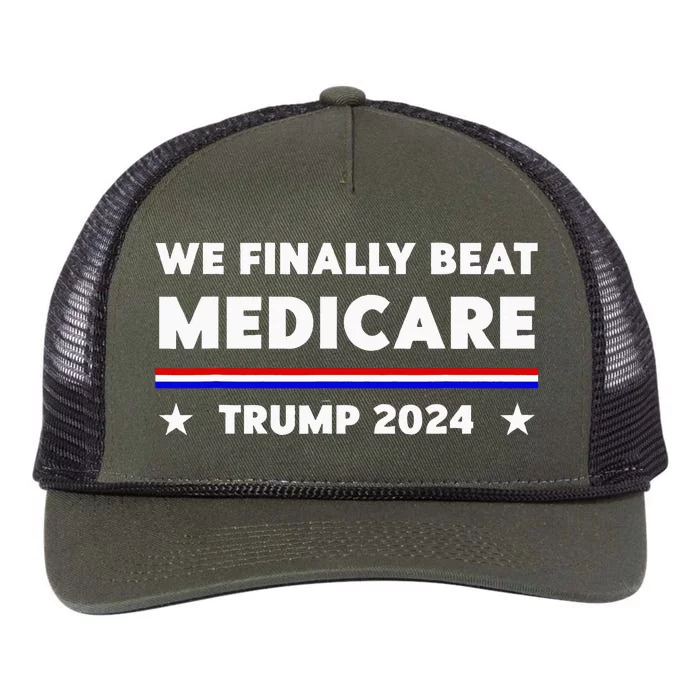 We Finally Beat Medicare Trump 2024 Retro Rope Trucker Hat Cap