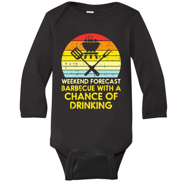 Weekend Forecast Barbecue Funny Bbq Grilling Dad Baby Long Sleeve Bodysuit