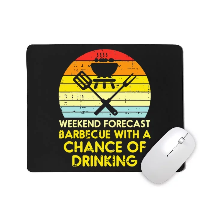 Weekend Forecast Barbecue Funny Bbq Grilling Dad Mousepad