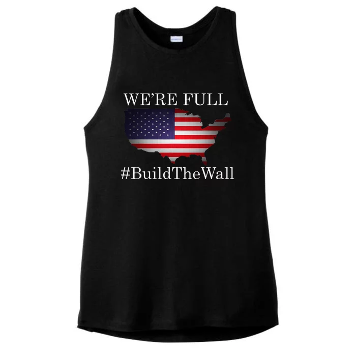 We're Full Build The Wall Patriotic Trump 2024 Ladies Tri-Blend Wicking Tank