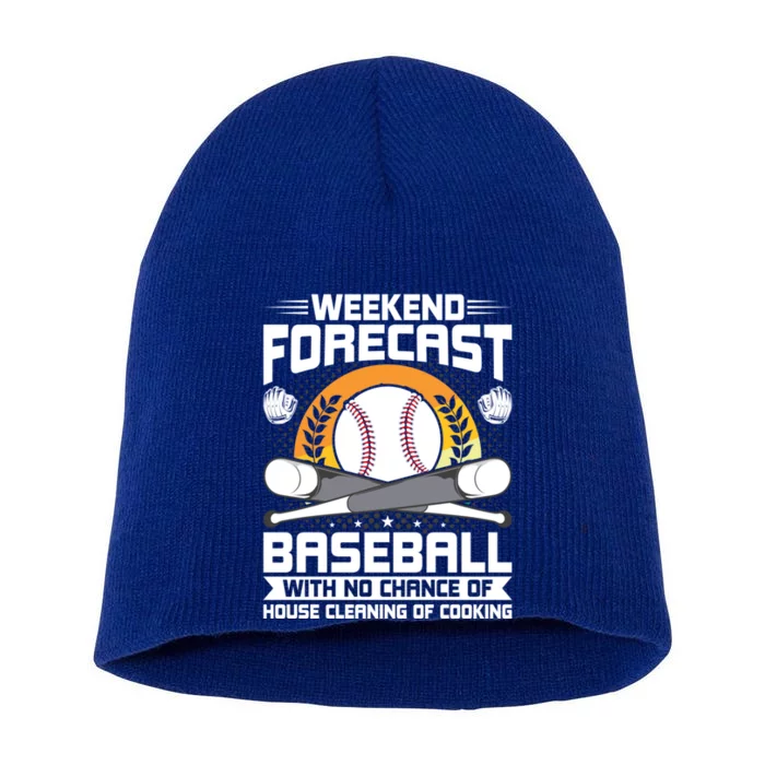 Weekend Forecast Baseball Lover Gift Short Acrylic Beanie