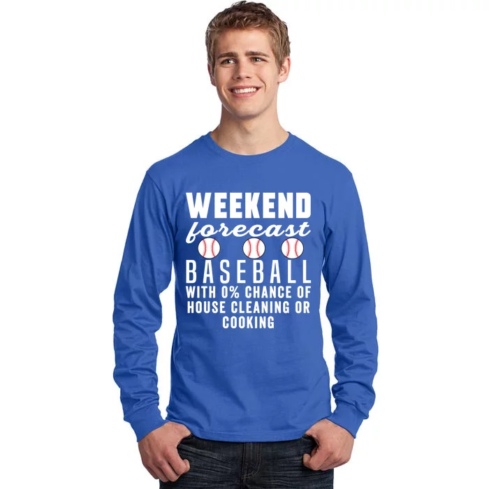 Weekend Forecast Baseball Mom Funny Baseball Softball Sports Gift Tall Long Sleeve T-Shirt