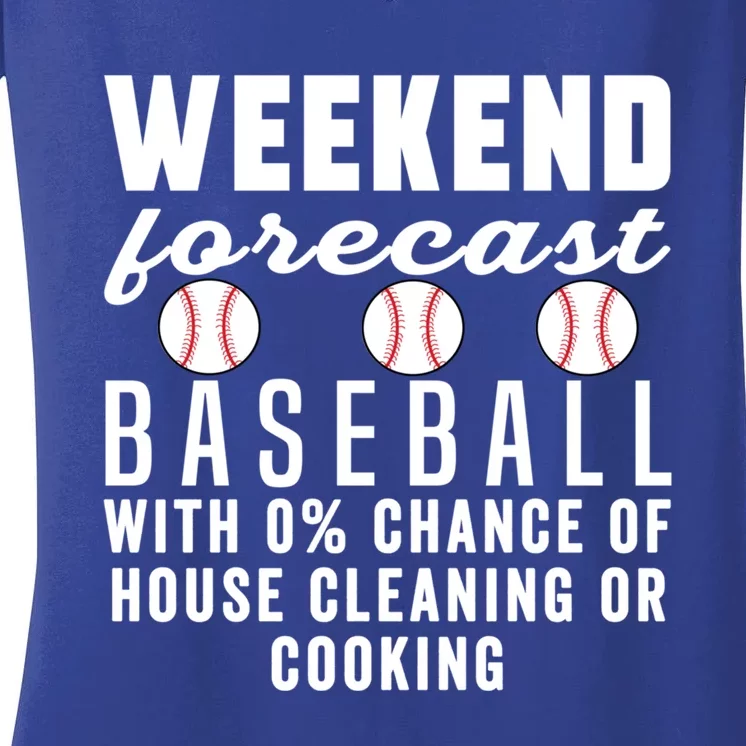 Weekend Forecast Baseball Mom Funny Baseball Softball Sports Gift Women's V-Neck T-Shirt