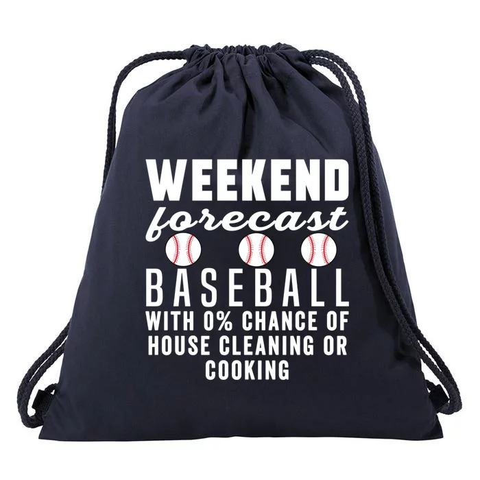 Weekend Forecast Baseball Mom Funny Baseball Softball Sports Gift Drawstring Bag