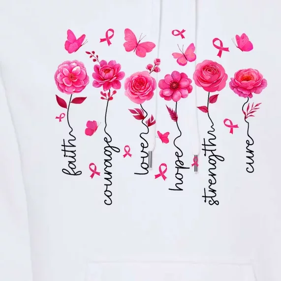 Women Floral Breast Cancer Awareness Warrior Gift Premium Hoodie