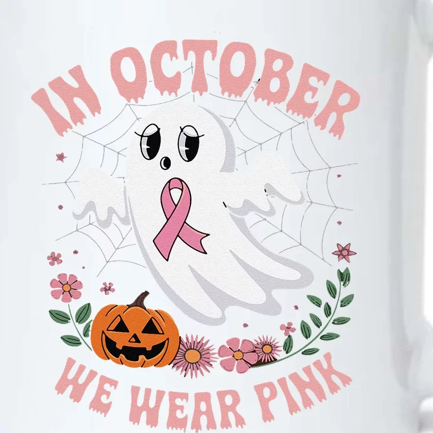 Women Floral Boo Spiderweb We Wear Pin.K Ghost Breast Cancer Black Color Changing Mug