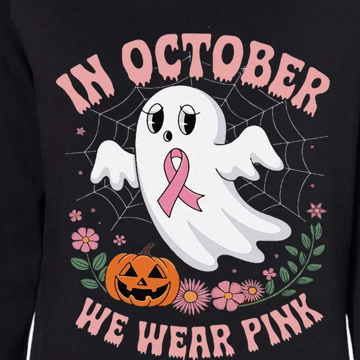 Women Floral Boo Spiderweb We Wear Pin.K Ghost Breast Cancer Womens California Wash Sweatshirt