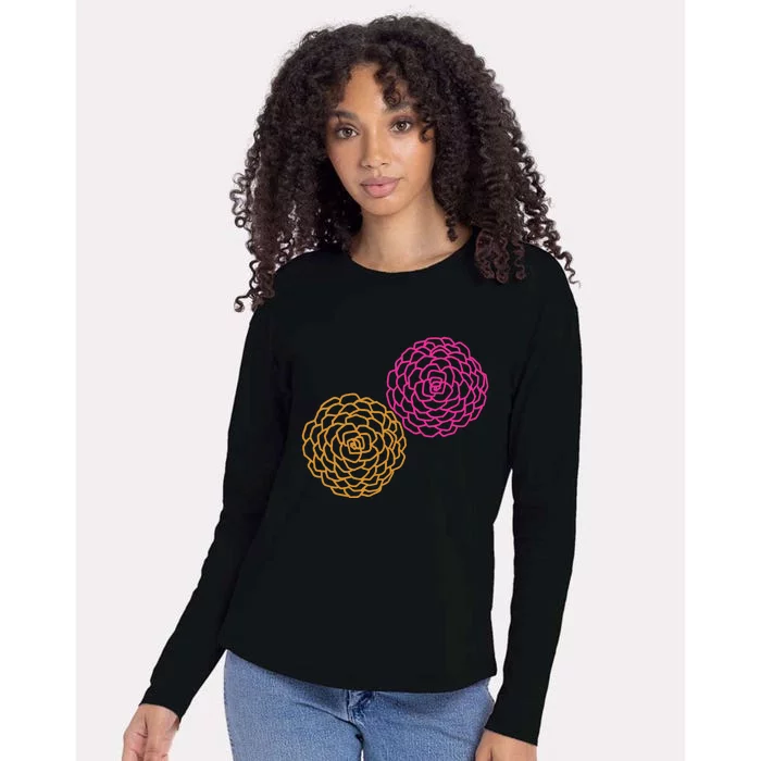 Wo Full Bloom V-Neck Womens Cotton Relaxed Long Sleeve T-Shirt