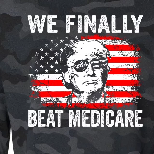 We Finally Beat Medicare Funny Biden Cropped Pullover Crew