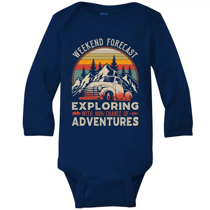 Weekend Forecast: Camping 100% Chance Adventure Explorers Gift Baby Long Sleeve Bodysuit