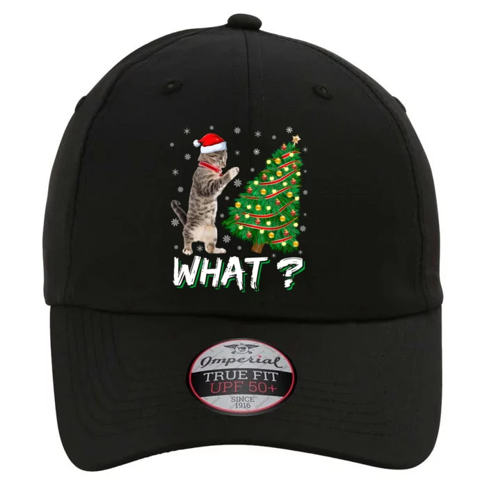 What Funny Cat Pushing Christmas Tree Over Cat Xmas Gift The Original Performance Cap