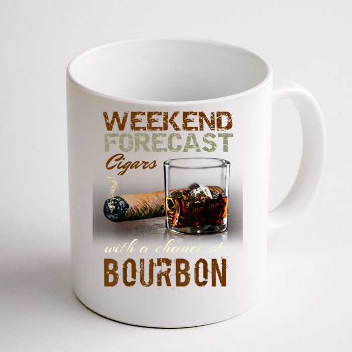 Weekend Forecast Cigars With Chance Bourbon Men Front & Back Coffee Mug