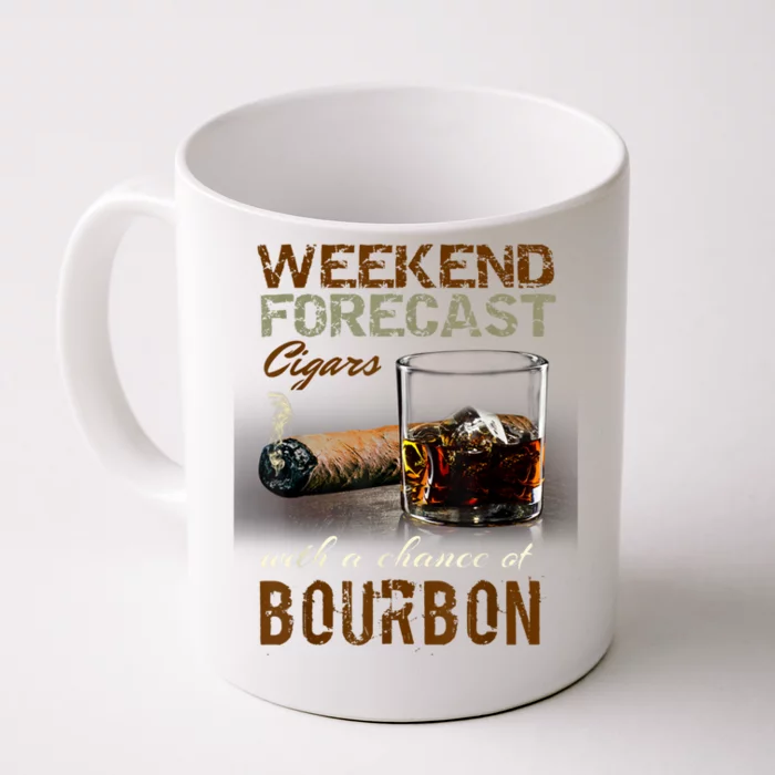 Weekend Forecast Cigars With Chance Bourbon Men Front & Back Coffee Mug