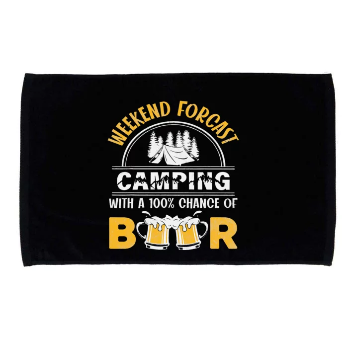 Weekend Forcast Camping With A 100 Chance Of Beer Vintage Microfiber Hand Towel