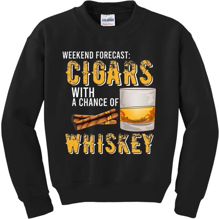 Weekend Forecast Cigars With Chance Of Whiskey Gifts Kids Sweatshirt