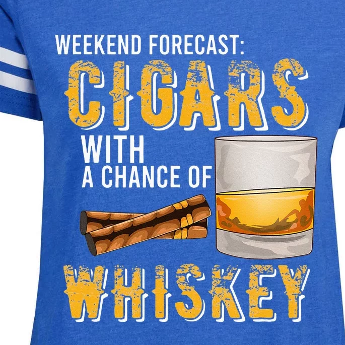 Weekend Forecast Cigars With Chance Of Whiskey Gifts Enza Ladies Jersey Football T-Shirt