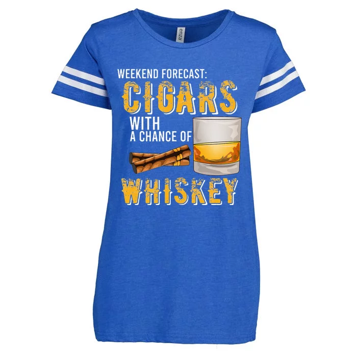 Weekend Forecast Cigars With Chance Of Whiskey Gifts Enza Ladies Jersey Football T-Shirt