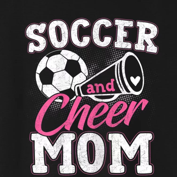 Womens Funny Cheerleading Mom Soccer And Cheer Mom Women's Crop Top Tee