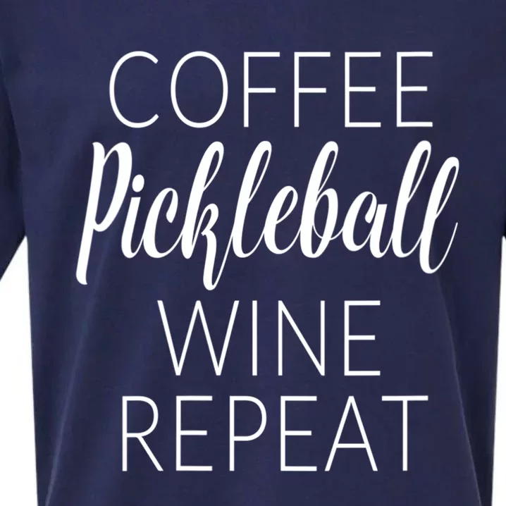 Womens Funny Coffee Pickleball Wine Repeat Gift VNeck TShirt Sueded Cloud Jersey T-Shirt