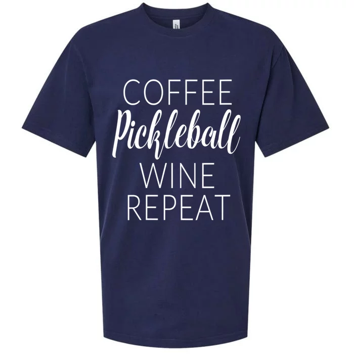 Womens Funny Coffee Pickleball Wine Repeat Gift VNeck TShirt Sueded Cloud Jersey T-Shirt